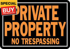 Products 848 Private Property No Trespassing Aluminum Sign 9.25″ x 14″ Orange/Bl
