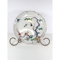 VTG Arita Kakiemon style Porcelain Plate W/ Bird & Blossom Tree Scalloped Edge