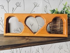 Vintage Country Rustic Triple Heart Cutout Wall Decor Cottage Granny Core 15″x5″
