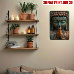 Stone Ancient Buddha Wall Art Poster Meditation Room Home Decor Metal Tin Sign