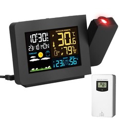 Atomic Projection Alarm Clock Projector Radio-controlled Time Snooze Weather