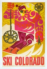 17035.Wall Decor Poster.Interior Art.Travel Colorado Winter Psychedelic Ski