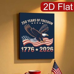 Freedom Eagle 1776-2026 Framed Canvas, USA Independence Patriotic Decor