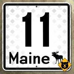 Maine State Route 11 highway route marker sign Augusta Fort Kent 16×16