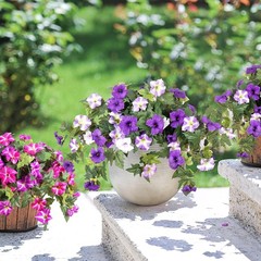 Charming 2PCS Silk Petunias – UV & Water-Resistant Faux Flowers for All Seasons