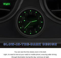 2PCS Stick on Dashboard Car Clock, Mini Luminous Automotive Vent Clip Quartz Clo