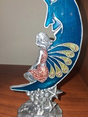 Spoontiques Medium Size Pewter Celestial Blue Crescent Moon Figurine