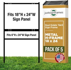 H w/Rider Frame Sign – Stakes Real Estate H Yard (5-pack) Metal Steel Frame Yard