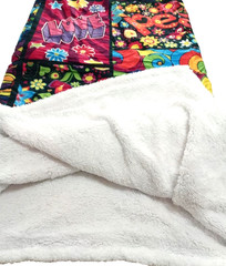 Floral Red Yellow Blue Throw Blanket Multi Color Decor 62″x 62