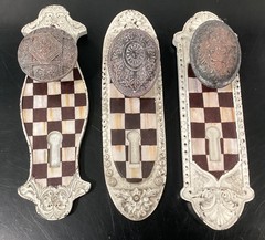 Mackenzie Childs Small Hooks Set of 3 Distressed Door Knobs 7.5″ x 2″ Resin New