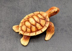 Sea Turtle Figurine Brown Wood Style (1 turtle approx. 3+ inch long)