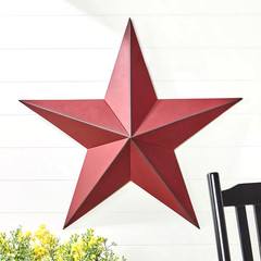 36″ Metal Red Barn Star Rustic Texas Tin Country Western Wall Hanging Sculpture