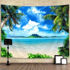 Tropical Ocean Beach Extra Large Tapestry Wall Hanging Nature Background Fabric