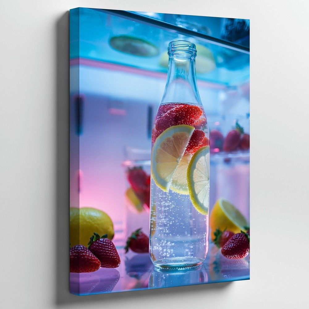 Refreshing Scene Featuring A Clear Bottle Filled With Sparkling Water Wall Art