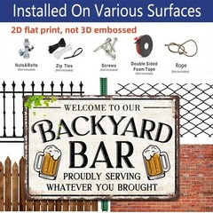 Retro Backyard Bar Metal Tin Sign Welcome Sign Wall Decor Outdoor Patio Parties