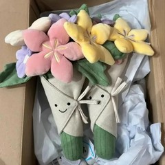 Bouquet Jelly cat Flowers Toy kid Girl Birthday Wedding Gift Doll with tag & bag