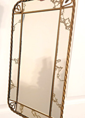 Vintage Mirror Vanity or Wall Tray Gold Tone Hearts Metal Vertical or Horizontal