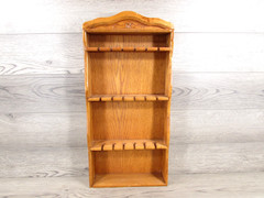 Vintage Wooden Wall Hanging 18 Slot Spoon Display Rack Oak Finish