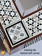 Vintage Egyptian MOTHER OF PEARL Mosaic Inlay MIRROR Handmade Arabesque, 13×16″