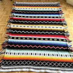Handmade Knit Blanket Afghan Native American Southwestern Rustic Boho 50″x80″ EC
