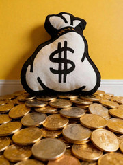 Novelty Dollar Sign Money Bag Pillow Plush Soft Black White Stripe Decor Gift