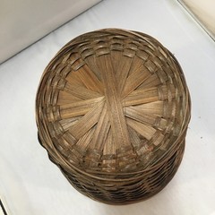 Woven Bamboo Basket Home Decor Brown Rustic Boho Round Waste Bin Farmhouse