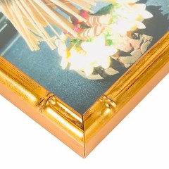 Vintage Bamboo Gold Picture Frames, 0.625″ Wide, With a Single White Mat