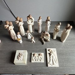 Willow Tree Figurine Lot, Resin People/Family, Beige White Brown, Freestanding