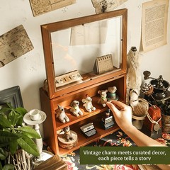 Shadow Boxes Display Cases,Mini Cabinet,Wood Cabinet Figure Display Shelf for…