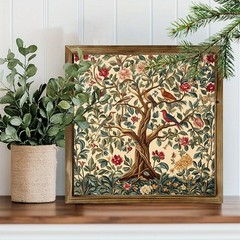 2D 8×8 Inch Tree of Life Wall Plaque Rustic Wood Framed Art Home Office Decor