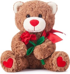 Osito de peluche 10in con corazon rojo regalo para ella novia mama ninos marron