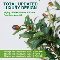 Olive Trees Artificial Indoor 6FT Tall Faux Olive Tree Natural Wood Trunk Lifeli