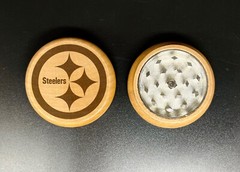 Pittsburgh steelers double side engraving wood kitchen herb grinder Custom gift