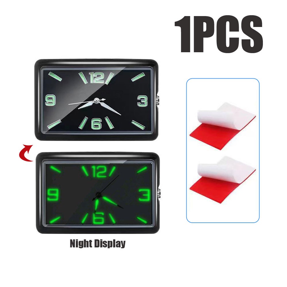 Mini Quartz Analog Watch Stick-On Clock Luminous Watch For Car Motorcycle Home