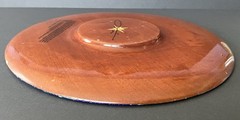 Bibi Leon Hand Crafted Painted Crab Mahogany Wood Charger Plate Tray Signed