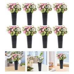 8PCS Galvanized Metal Vases Flower Bucket Vases, Black Flower Vases for Bouquet~