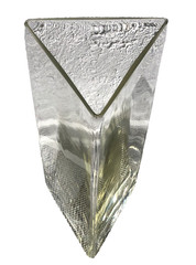 Triangular Thick Clear Glass Table Flower Vase 12×4.5 In Yellow Tone Decoration