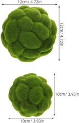 Simulation Moss Ball, 2PCS Artificial Moss Balls, 10cm+12cm Faux Green Grass Dec