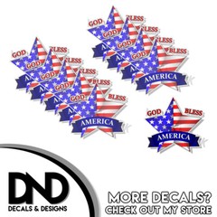 GOD BLESS AMERICA Decal Sticker Window Vinyl Bumper Patriotic Love 3″ – 10 PACK