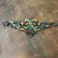 Vintage Metal Rococo Style Wall Pediment Over Door Painted Finish 18″