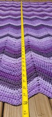 Vtg Handmade Crochet Chevron Sofa Throw Blanket Afghan Purple Shades 52 X 72