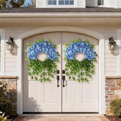 Artificial Hydrangea Wreath for Front Door outside – Fake Hydrangea Soft Texture