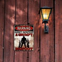 Warning Property Protected By A Grumpy Bigfoot 9″x12″ Metal Door Cryptid Sign