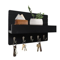 KISENG Key Holder Wall Mount, Rustic Key Hooks for Wall with Shelf for Mail