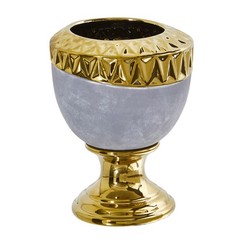 Nearly Natural 9.25-in Regal Stone Urn with Gold Accents