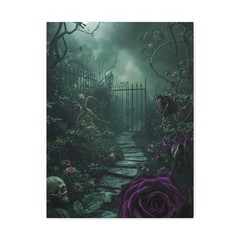 Gothic Poison Garden Canvas Wall Art Dark Fantasy Rose Skull Decor