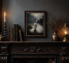 TravelReady Dark Brown Framed Canvas Wall Art Dark Academia Decor Victorian G…