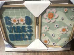 Wood Double 11×14 Photo Frame Floral «Good Vibes Only» Square Hanging NEW
