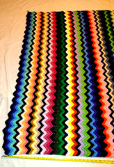 Handmade Crochet Throw Blanket Zig Zag Chevron Multi Colors 59 x 49 NWOT