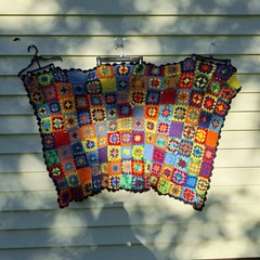 Vtg Granny Square Blanket Afghan Throw Cottagecore Grandmacore Y2K Crochet Bin20